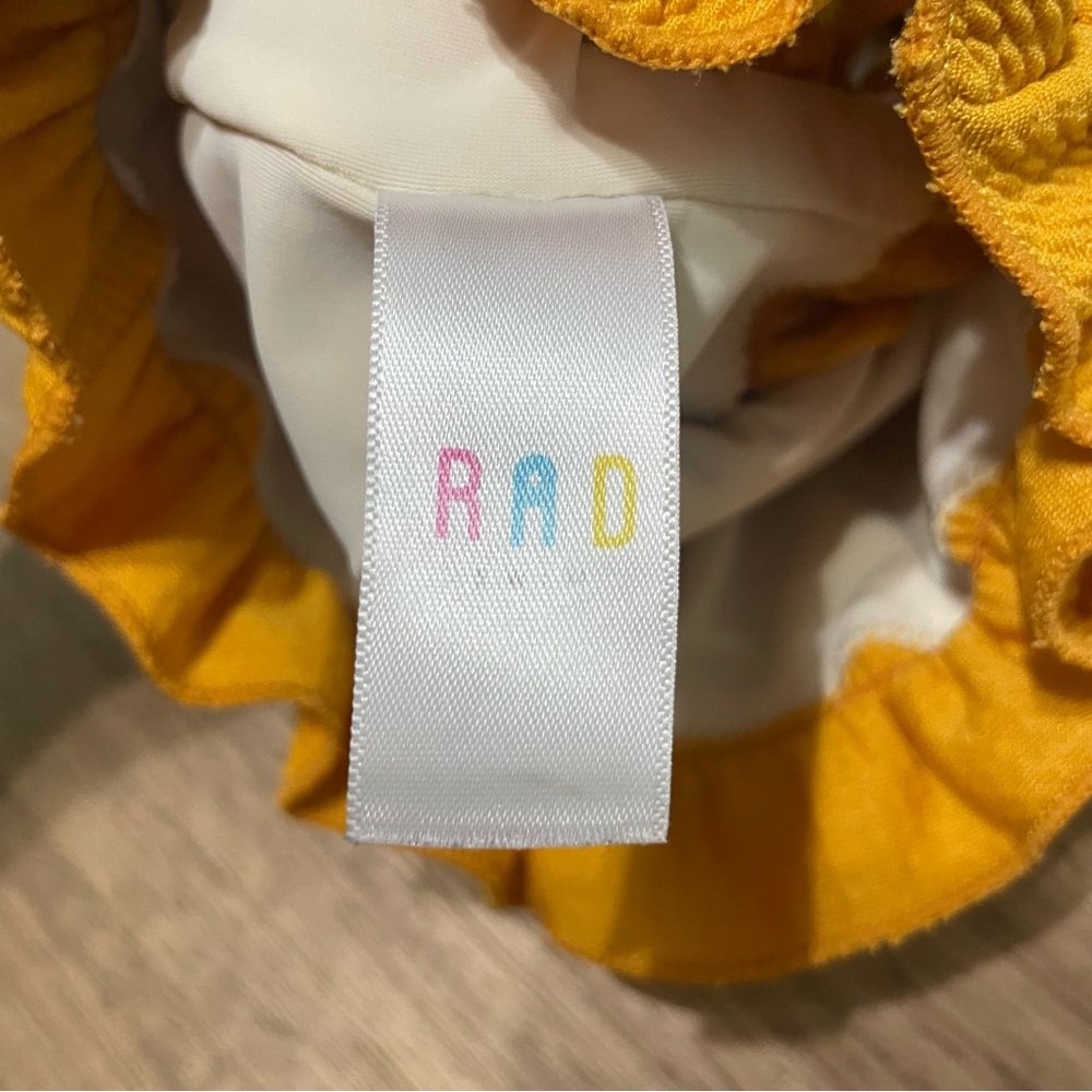 Girls Rad Swim High Waisted Smocked Swimsuit | Mustard Yellow | Size 8 - Picture 3 of 6